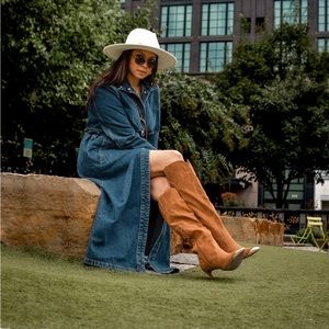 Suede knee high boots